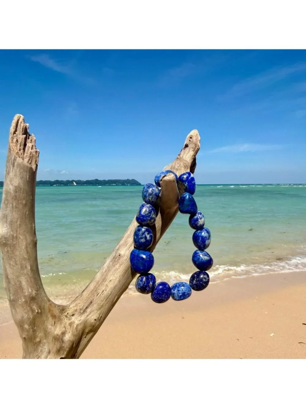 Genuine Lapis Lazuli Tumble Bracelet – Polished Gemstone Stretch Bracelet for